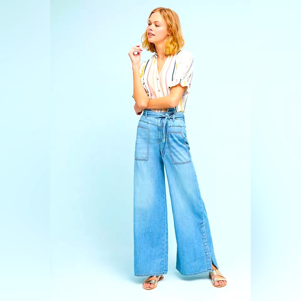 069. Pilcro Tie-Waist High-Rise Flare Jeans by Anthropologie